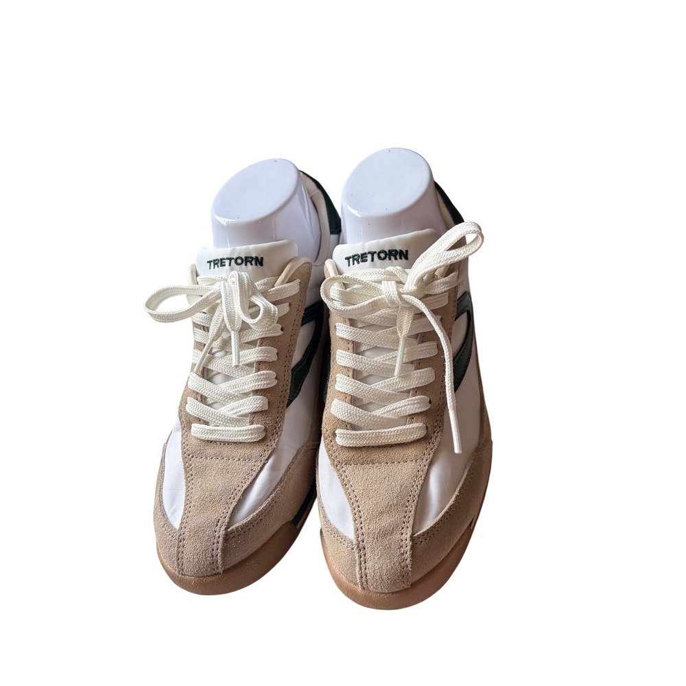 Tretorn‎ Rawlins Sneakers Womens 7M White Tan Forest Green Suede Leather Low Top